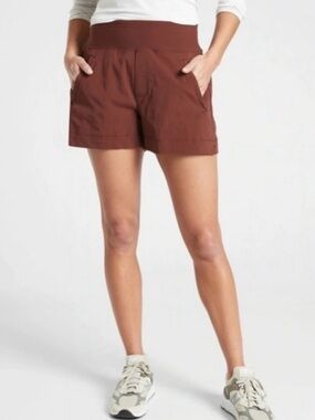 Athleta Brown High-Rise Athletic Shorts with Pockets
